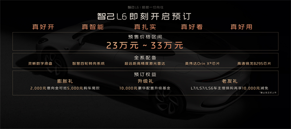 “超級智能轎車”智己L6正式發(fā)布，預售價格23萬元~33萬元 尖端科技首搭之王